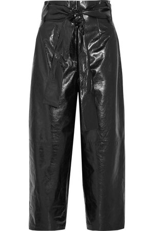 Valentino | Glossed textured-leather culottes | NET-A-PORTER.COM