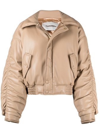 Shop Nanushka ruched-sleeve bomber jacket with Express Delivery - Farfetch