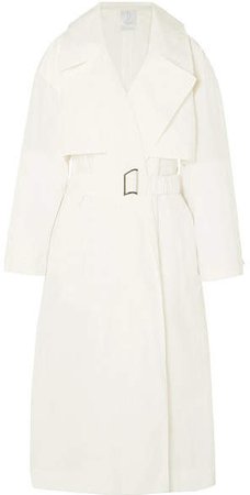Deveaux - Belted Shell Trench Coat - White