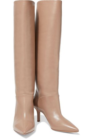 Beige Leather knee boots | Sale up to 70% off | THE OUTNET | CASADEI | THE OUTNET