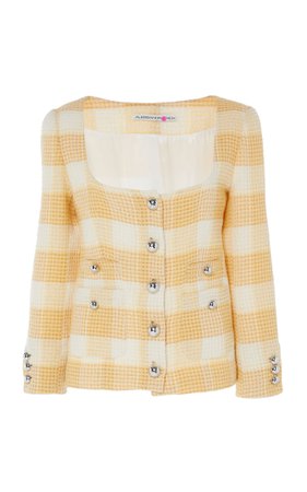 Round Neck Wool-Blend Checked Tweed Jacket by Alessandra Rich | Moda Operandi