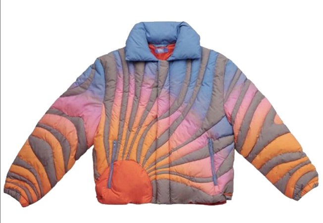 multicolor sunset puffer jacket