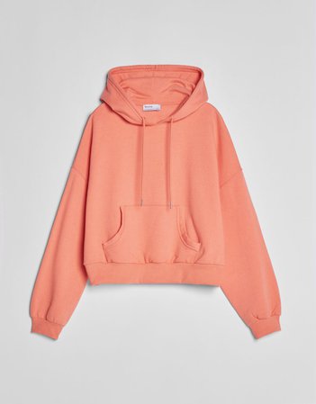 Orange Hoodie with pocket - Sweatshirts and Hoodies - Woman | Bershka