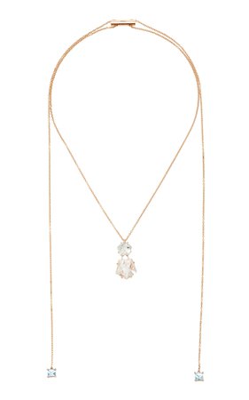 18K Rose Gold, Aquamarine and Morganite Necklace by MISUI | Moda Operandi