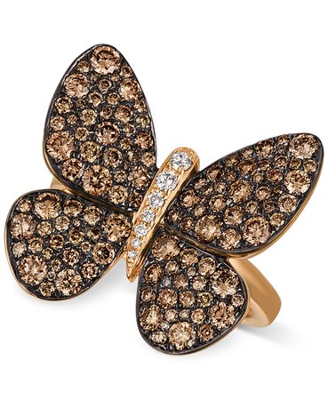 Le Vian Chocolatier® 14k Rose Gold Chocolatier Diamond Butterfly Ring