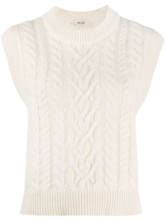 Shop white Blazé Milano cable-knit sweater vest with Express Delivery - Farfetch