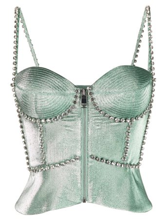 AREA crystal stitched corset top