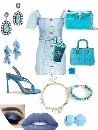 outfit totale blue