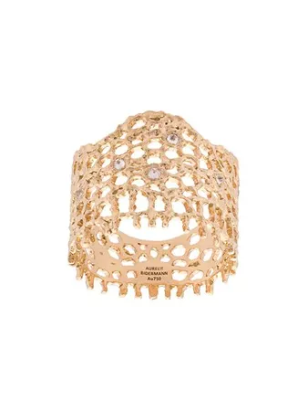 Aurelie Bidermann Yellow Gold Diamond Lace Ring