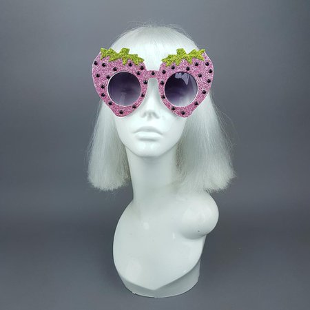 "Cupcake" Pink Strawberry Glitter Sunglasses – Pearls & Swine
