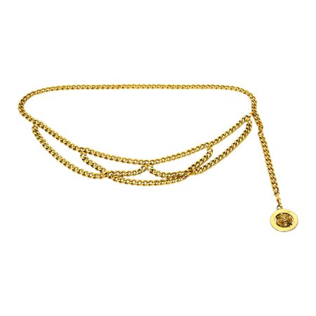 CHANEL Vintage '50s-'60s Gold Three Tier Chain Link Belt For Sale at 1stdibs