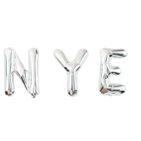 nye New Year’s Eve balloon letters silver