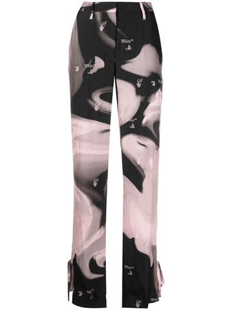 Off-White Liquid Melt tie-ankle trousers black & pink OWCA121R21FAB0031030 - Farfetch