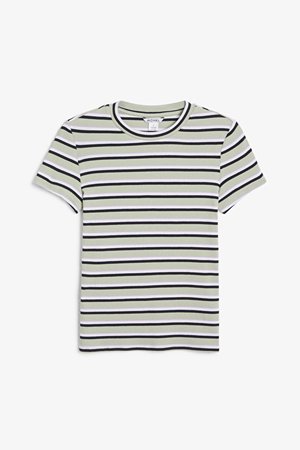 Ribbed tee - Multi stripes - T-shirts - Monki WW
