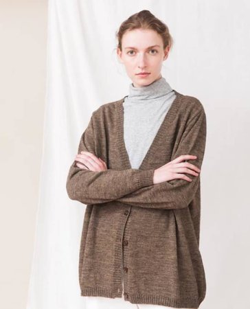 Trouva: Tobacco Amber Wool Knitted Cardigan