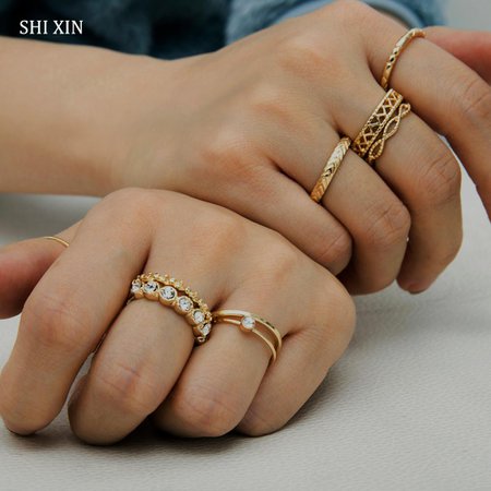SHIXIN-11-Pcs-Stackable-Bohemian-Ring-Set-Crown-Gold-Rings-for-Women-Trendy-Punk-Boho-Vintage.jpg (1000×1000)
