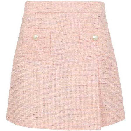 MOSCHINO Boutique Pink Button-Embellished Tweed Skirt