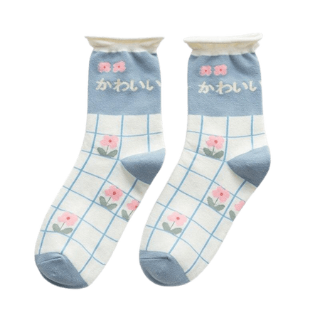 white and blue socks