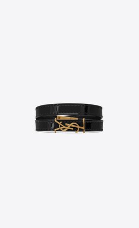 Saint Laurent ‎OPYUM Double Wrap Bracelet In Black Patent Leather And Gold Tone Metal ‎ | YSL.com