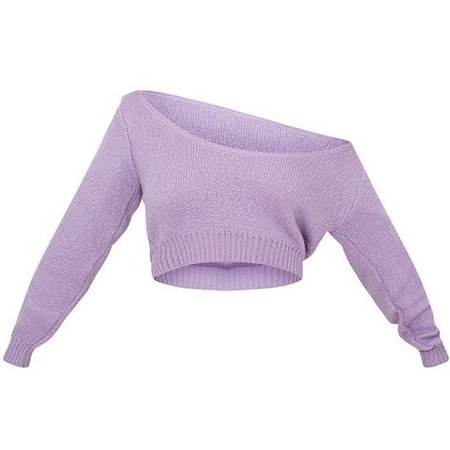 Lilac Off Shoulder Cropped Sweater