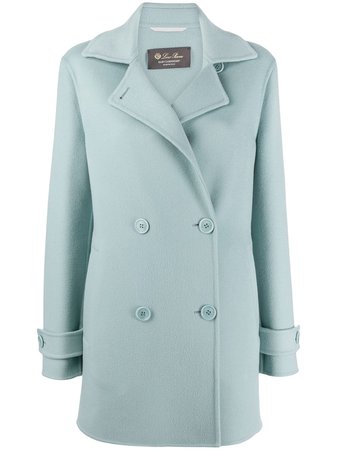 Shop blue Loro Piana long-sleeved double button coat with Express Delivery - Farfetch