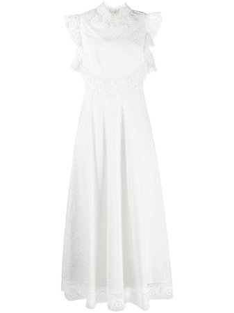 Zimmermann Laser-Cut Lace Dress 7495DPEG White | Farfetch