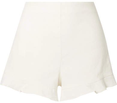 Alice Olivia - London Ruffled Linen-blend Shorts - White