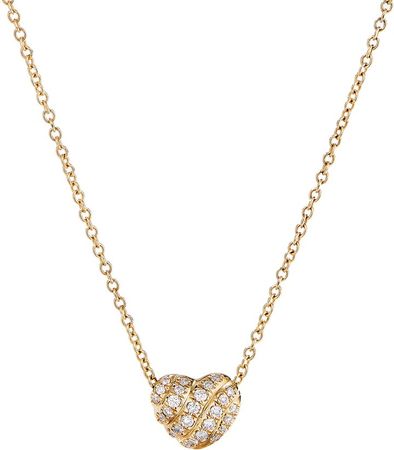 Heart Pendant Necklace in 18K Gold with Pave Diamonds