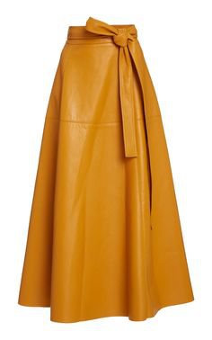 Leather midi skirt by Oscar de la Renta