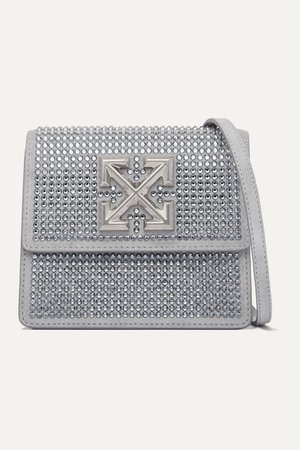 Off-White | Jitney 0.7 crystal-embellished suede shoulder bag | NET-A-PORTER.COM