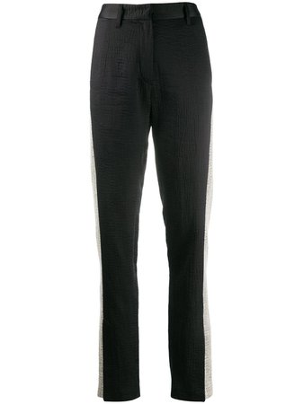 Black Ann Demeulemeester Stripe Slim-Fit Trousers | Farfetch.com