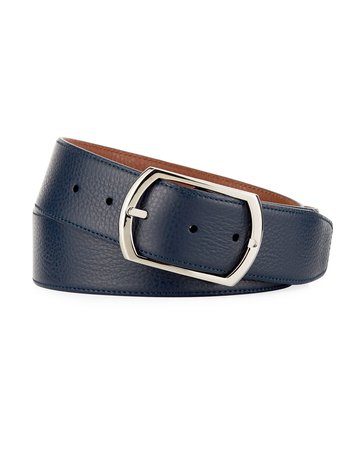 Simonnot Godard Reversible Grained Leather Belt