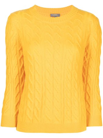 N.Peal round-neck Cable Knit Jumper