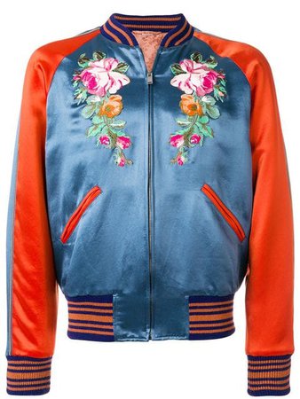 Gucci embroidered appliqué bomber jacket