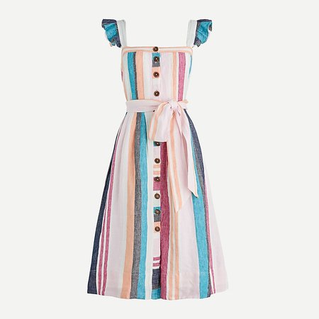 J.Crew: Button-up Midi Dress In Mixed Stripe For Women