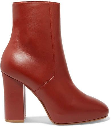 Leather Ankle Boots - Brick