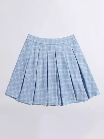 Boxy Pleated Plaid Skirt | SHEIN USA