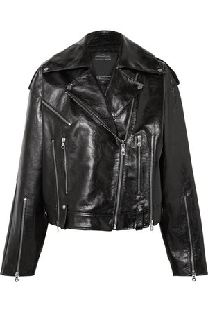 Rokh | Oversized glossed-leather biker jacket | NET-A-PORTER.COM