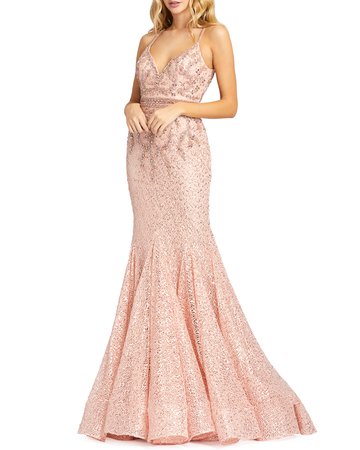 Mac Duggal Beaded Lace Trumpet Gown | Neiman Marcus