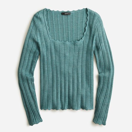 J.Crew: Scalloped Squareneck Pointelle Sweater For Women