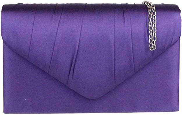 Girly Handbags Satin Pleated Clutch Bag Deep Purple: Handbags: Amazon.com