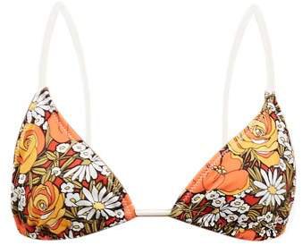 The Charlotte Floral Print Bikini Top - Womens - Orange Print