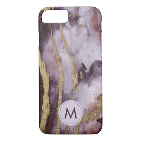 Abstract Purple & Gold Marble Pattern Monogram Case-Mate iPhone Case | Zazzle.com