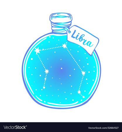 Glass bottle with zodiac libra constellation Vector Image