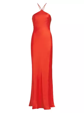 Shop Line & Dot Kira Satin Strappy Maxi Dress | Saks Fifth Avenue