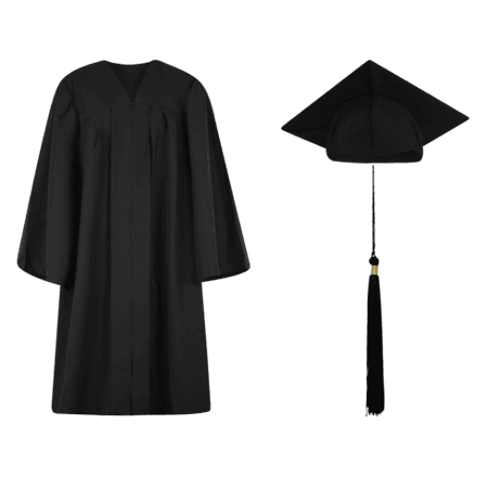 Cap, Gown and Tassel Set : Matte Finish - Matte (Non-Shiny) Finish - Cap and Gown Packages - High / Middle School