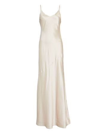 L'Agence Serita Silk Maxi Slip Dress In Ivory | INTERMIX®