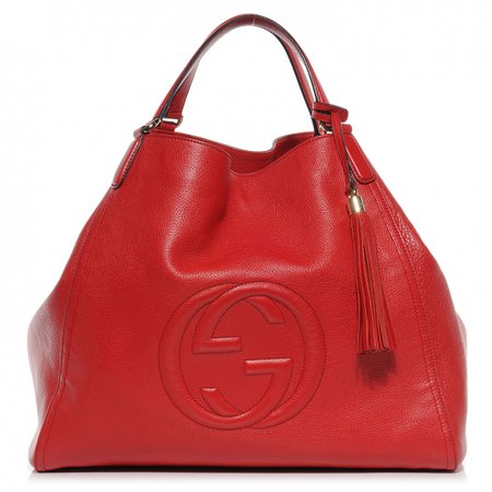 GUCCI Leather Large Soho Shoulder Bag Red 52985