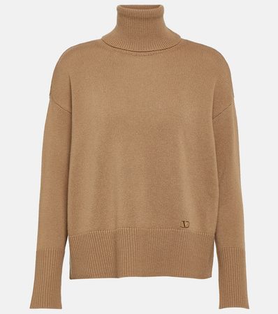 Cashmere Turtleneck Sweater in Brown - Valentino | Mytheresa