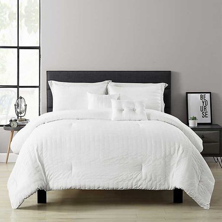 White Seersucker 5-pc. Full/Queen Comforter Set | Kirklands